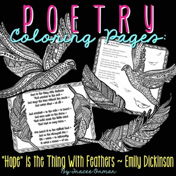 Preview of Poetry Coloring Pages: Hope is the Thing With Feathers by Emily Dickinson