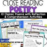 Poetry Reading Comprehension Activities Poem Analysis Clos