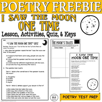 Preview of 4th Grade 3rd 5th Poetry Comprehension Reading Test Prep Multiple Choice Quiz