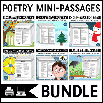 Preview of Poetry Comprehension Passages Bundle