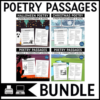 Preview of Poetry Comprehension Passages Bundle