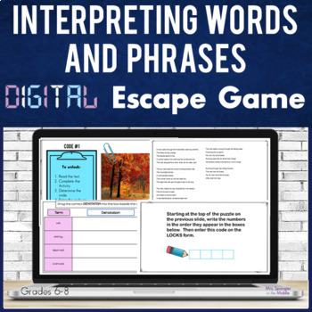 Preview of Poetry Connotation Digital Escape Game for Middle School