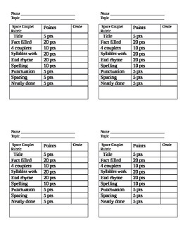 Preview of Poetry-Couplet Rubric