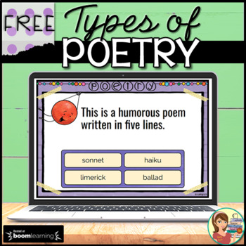 Preview of Poetry Digital Boom Cards FREE