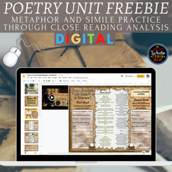 Preview of Poetry Digital Unit FREEBIE: Metaphors and Similes through Close Reading