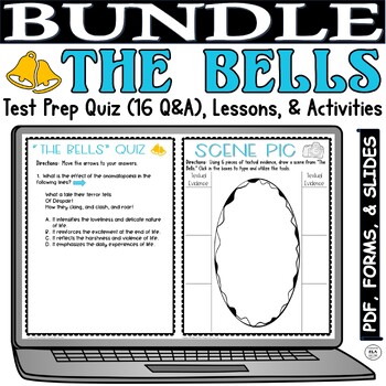 Preview of Distance Learning Poetry Activities The Bells by Edgar Allan Poe Bundle