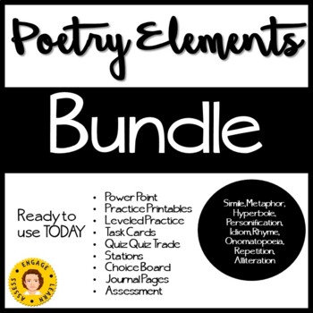 Preview of Poetry Elements BUNDLE -- Figurative Language and Sound Elements