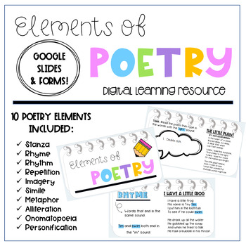 Preview of Poetry Elements Digital Learning Pack