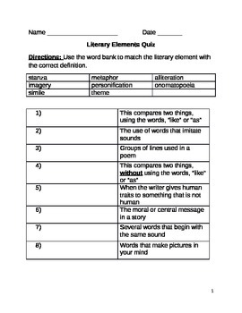 Elements Of Poetry Quiz Pdf