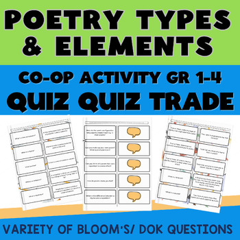 Preview of Elements of Poetry | co-op learning activity Gr 1-4  | DOK, Blooms Q & A trivia