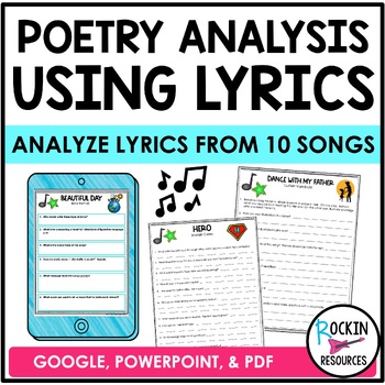 Preview of Poetry Analysis Using Lyrics - ANALYZING SONG LYRICS