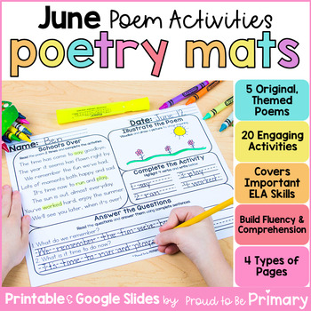 Preview of June Summer Poems of the Week & End of Year Poetry Comprehension Activities