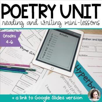 Preview of Poetry & Figurative Language | Poetry Unit  Reading & Writing Elements of Poetry