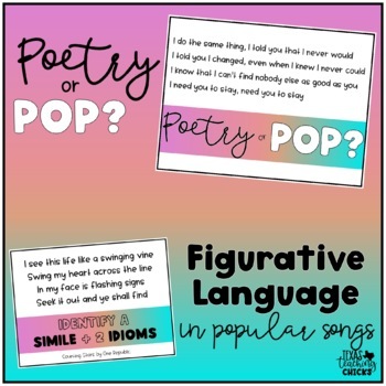 Preview of Poetry + Figurative Language in Popular Songs 2
