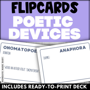 Preview of Poetry Flashcards - Figurative Language Flip Deck to Reference Poetry Terms