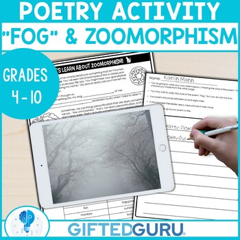 Preview of Poetry Fog by Carl Sandburg Figurative Language Zoomorphism Activity