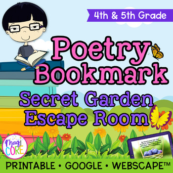 Preview of Poetry Garden Reading Escape Room Webscape 4th 5th Grade Poems Digital Activity