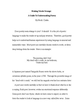 Preview of Poetry Guide: Making Words Strange