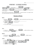 Poetry Guided Notes - Structure, Types, Literary Devices