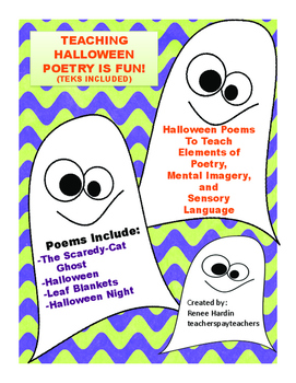 Preview of Poetry:  Halloween Poems for teaching elements of poetry (Texas TEKS included)