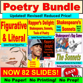 Preview of Poetry Bundle: Shakespeare's Sonnets, Poetic Terms (Google Slides, PowerPoint)