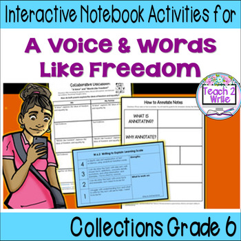 Preview of A Voice & Words Like Freedom Interactive Notebook Activities Collection 4