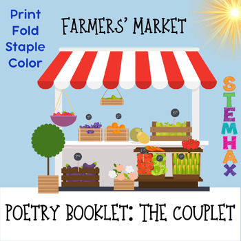 Preview of Poetry Booklet Journal "Farmers' Market" Couplet Rhyme Poems Food Coloring Book