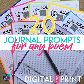 Preview of Poetry Analysis Journal Writing Prompts for Any Poem Digital & Print
