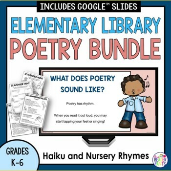 Preview of Poetry Lesson BUNDLE - Elementary Library Lessons - National Poetry Month April