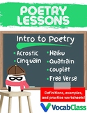 Poetry Lessons | Acrostic, Cinquain, Couplet, Quatrain, Haiku, Free Verse Poems