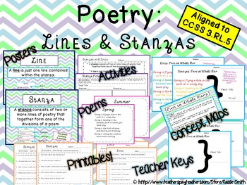Preview of Poetry: Lines & Stanzas~ 3.RL.5