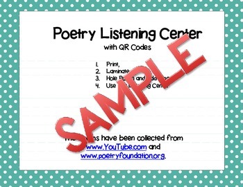 Preview of Poetry Listening Center with QR Codes Sample