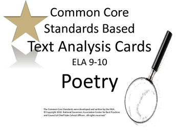 Preview of Poetry Analysis Task Cards:CCSS Literary Analysis: ELA 9-10 Digital Activity