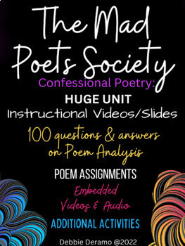 Poetry: Mad Poets Society, Plath, Sexton & Lowell Full Unit Bundle