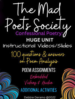 Preview of Poetry: Mad Poets Society, Plath, Sexton & Lowell Full Unit Bundle