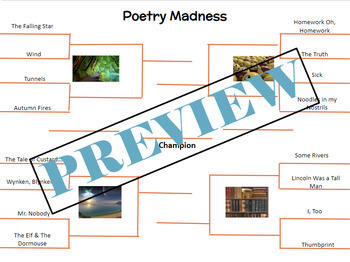 Preview of Poetry Madness Bracket Challenge (Warm-Up, Review, Mini Lesson)