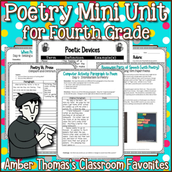 Preview of Poetry Mini Unit (Fourth Grade Test Prep)