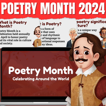 Preview of Poetry Month 2024 Google Slides: Origins & Trivia, and Quizzes For Classroom