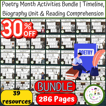 Preview of Poetry Month Activities Bundle | Timeline, Biography Unit &Reading Comprehension