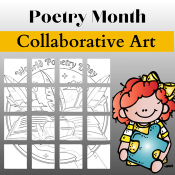 Preview of Poetry Month Activities Coloring Page Collaborative Poster Bulletin Board