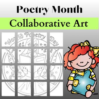 Preview of Poetry Month Activities Coloring Collaborative Project Bulletin Board