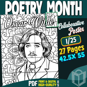 Preview of Poetry Month: Oscar Wilde - Collaborative Poster Coloring Craft, Bulletin Board