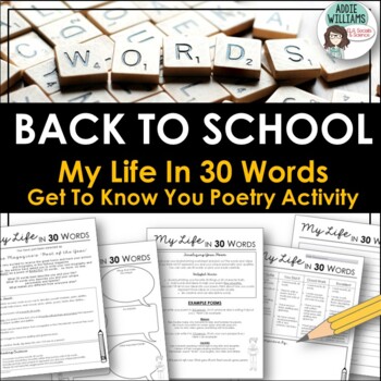 Preview of Back to School Activities / Beginning of the Year Activity - My Life in 30 Words