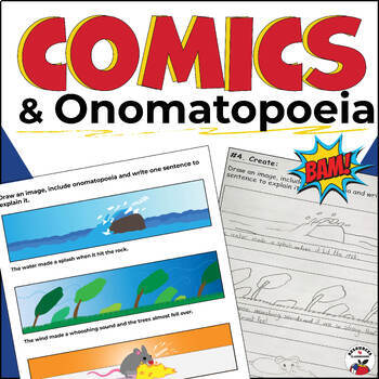 Preview of Poetry Onomatopoeia Lesson Worksheets to make comics using Figurative Language