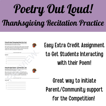Preview of Poetry Out Loud (POL) Thanksgiving Break Extra Credit Recitation Practice