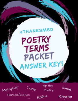 Preview of Poetry Packet ANSWER KEY - accompanies a FREEBIE!