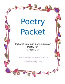 Preview of Poetry Packet for 2nd and 3rd Grade, Includes Common Core Exemplar Poems