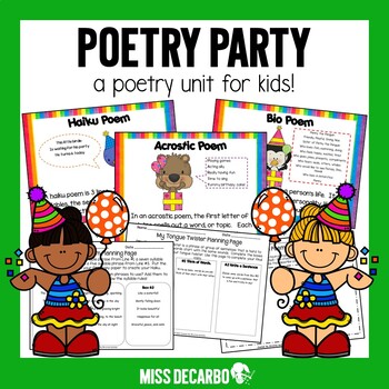 Preview of Poetry Party Poetry Unit