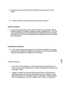 poetry peer review worksheet by the high on liberal arts shop tpt