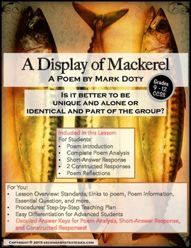 Preview of Poetry Analysis and Close Reading: A Display of Mackerel by Mark Doty